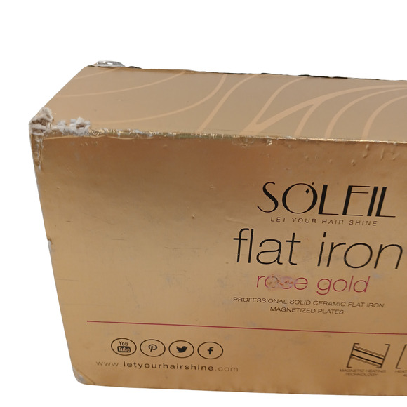Soleil Solid Ceramic Flat Iron Magnetized Plates Hair Straighter - Rose Gold - Picture 12 of 15
